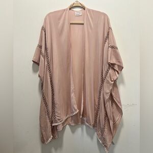Nordstrom “Melrose Market” Warm Pink cozy Viscose Coverup Poncho beach 2 Cafe OS